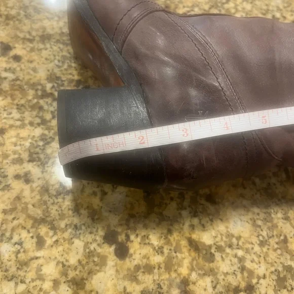 Frye Jane over the knee or cuffed leather boots brown size 8 Made in Mexico - Picture 9 of 14